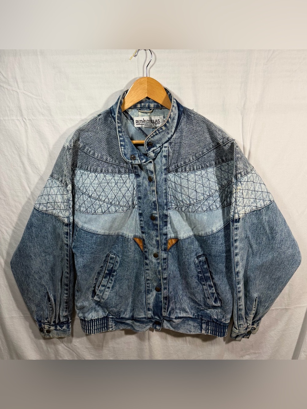 Ruth Douglas Vintage 80s Oversized Light Blue Denim Jacket Size Medium